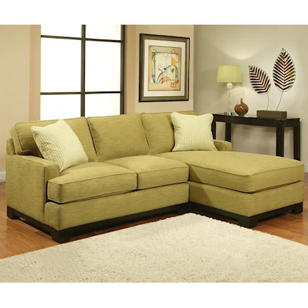 Contemporary Sofa Chaise Sectional with Pluma Plush Cushions
